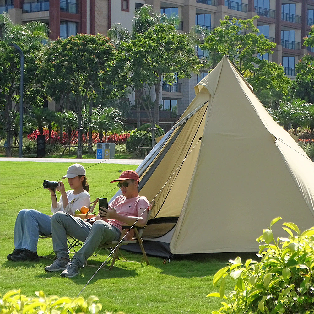 Cheap Goat Tents Ultralight Pyramid 4 Person Camping Tent Travel Family Tourist 4x Double Layer Outdoor Hiking Large Teepee Backpacking tents   
